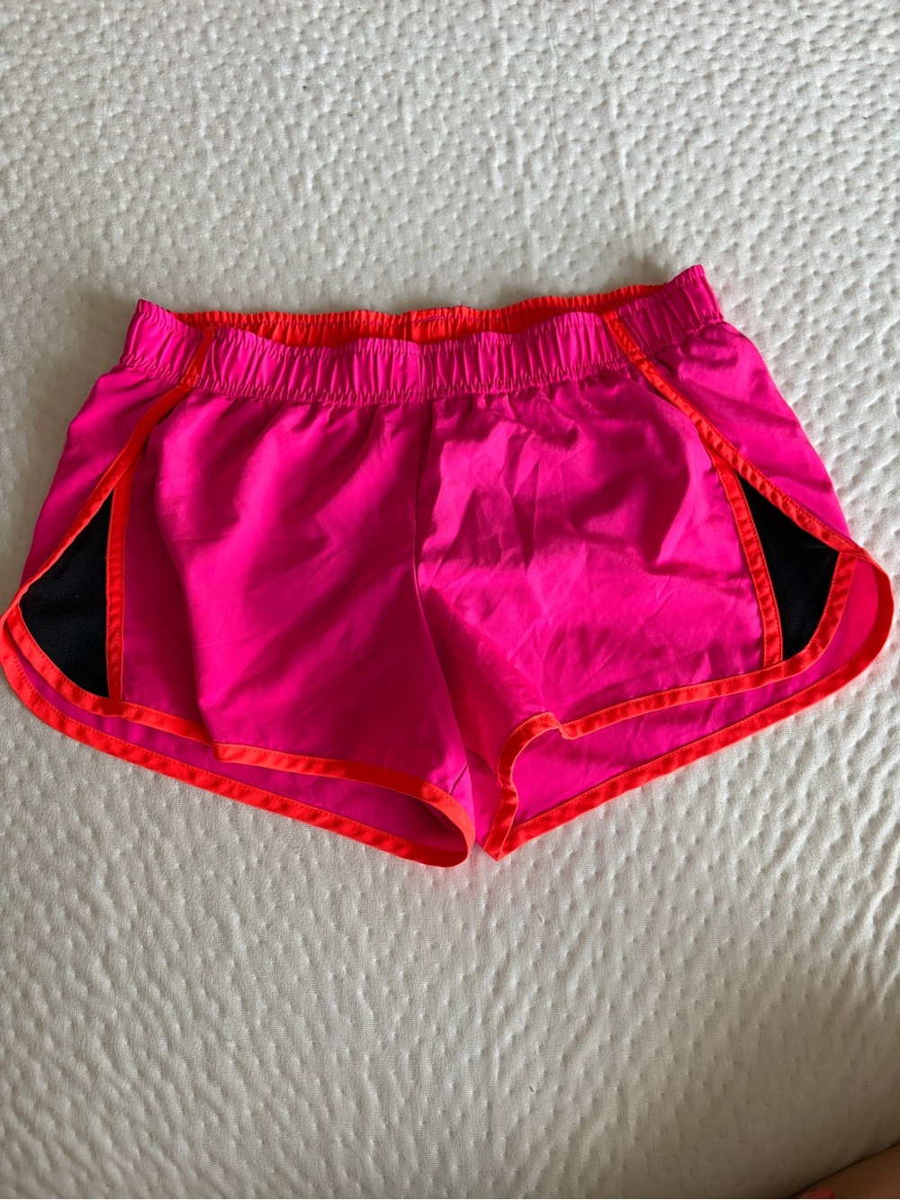 City Streets Neon Pink Athletic Shorts with Orange Trim